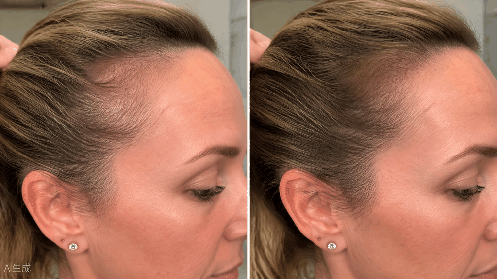 The Temples: before and after consistent use, same light and angle